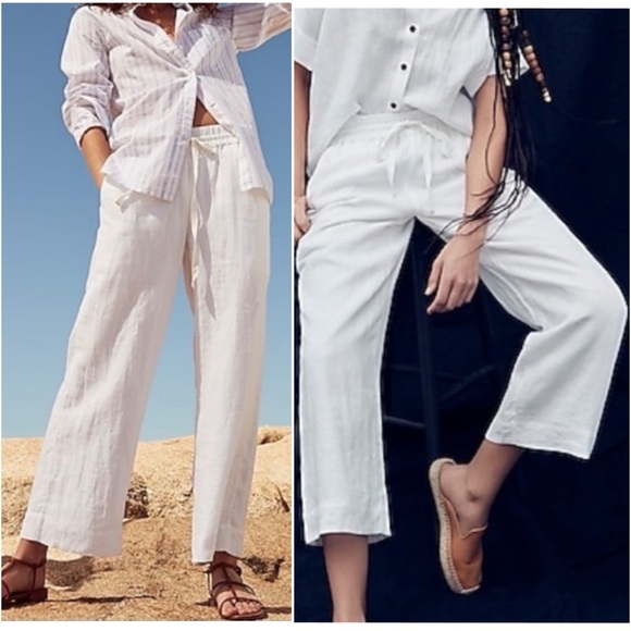 J Crew Seaside wide leg white cropped linen drawstring waist pants - Picture 16 of 16